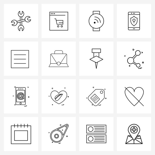 Set of 16 Simple Line Icons for Web and Print such as list, secure, shopping, protection, wife Vector Illustration - Vector, Image