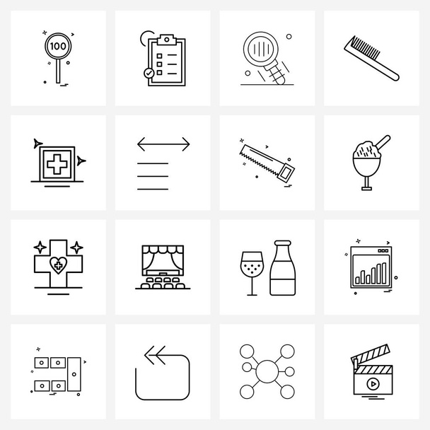 Set of 16 UI Icons and symbols for hospital, stylist, search, hairs style, comb Vector Illustration - Wektor, obraz