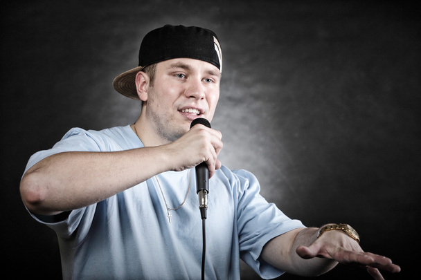 Rap singer man with microphone - Fotó, kép