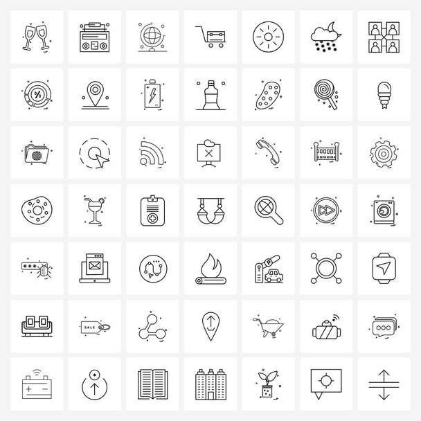 Set di 49 Icone Linea Segni e Simboli di multimedia, disco, globale, valigia, bagagli Illustrazione vettoriale
 - Vettoriali, immagini