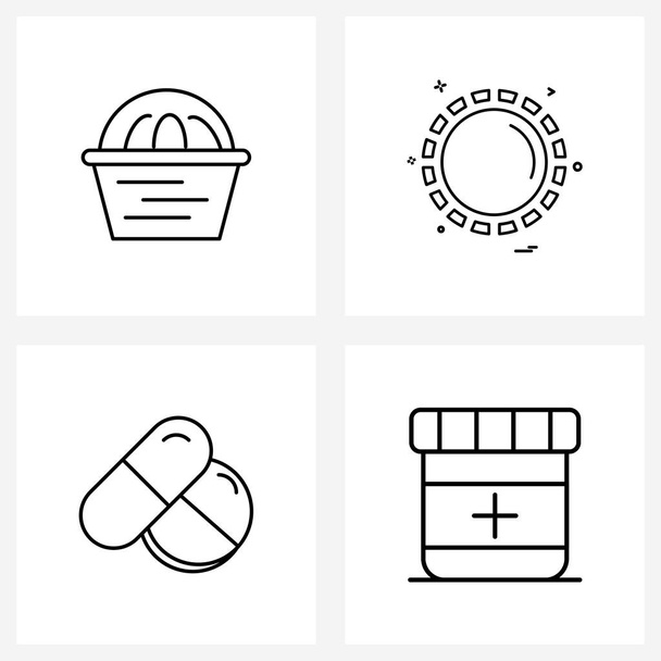 Set of 4 Modern Line Icons of agriculture, medical, farming, sunny, medicine Vector Illustration - Vektor, kép