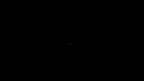 Bílá čára Ikona dalekohledu izolovaná na černém pozadí. Vědecký nástroj. Vzdělávací a astronomický prvek, dalekohled a studijní hvězdy. Grafická animace pohybu videa 4K - Záběry, video