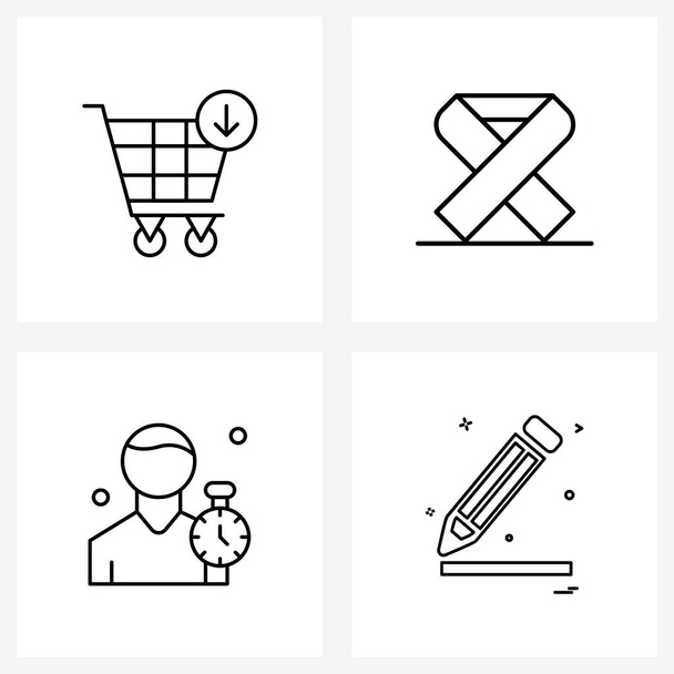Set of 4 Simple Line Icons for Web and Print such as arrow, businessman, shopping, health, pen Vector Illustration - Vector, Image