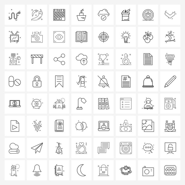 Conjunto de 64 iconos de línea simple para web e impresión como nube aceptar, aprobar nube, calendario, entrega, barco Vector Illustration
 - Vector, Imagen