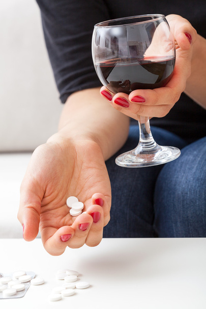 Wine and pills - Фото, изображение