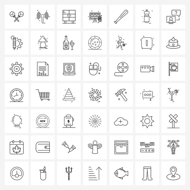 Line Icon Set of 49 Modern Symbols of web, screen, admiral, monitor, home Vector Illustration - Vector, Image