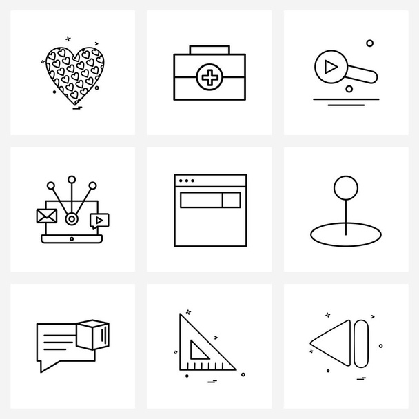Line Icon Set of 9 Modern Symbols of chat, computer, doctor, laptop, seo Vector Illustration - Vector, Image