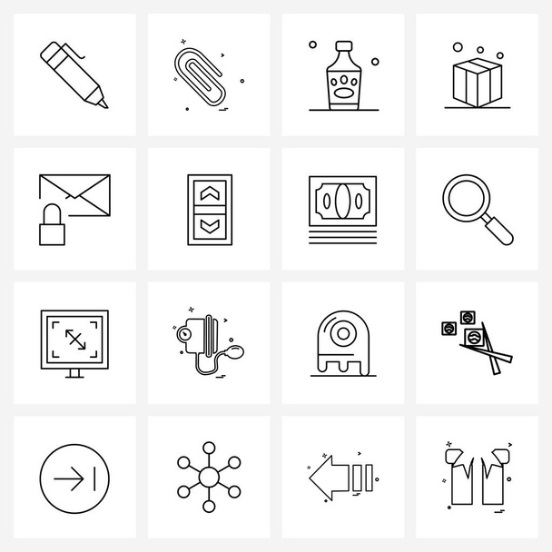 Set of 16 Simple Line Icons for Web and Print such as message, mail, shampoo, user, box Vector Illustration - Vector, Image