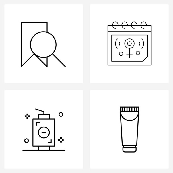 Set of 4 UI Icons and symbols for badge, birthday, research, alcohol, cream Vector Illustration - Vektor, kép