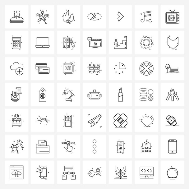 49 Univerzális vonal ikon pixel Tökéletes szimbólumok nyolcadik hang, irány, tűzkijárat, nyíl, élelmiszer vektor illusztráció - Vektor, kép