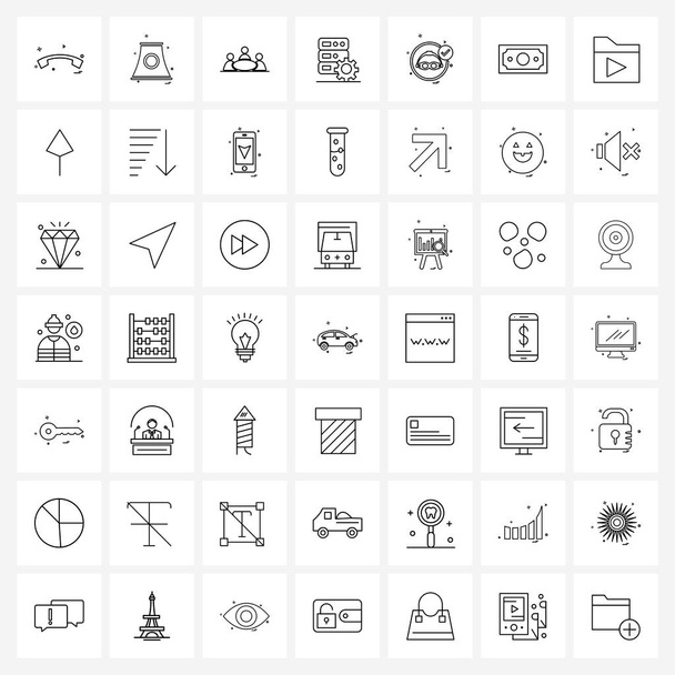 Conjunto de 49 iconos de línea universal de efectivo, deportes, avatar, piscina, configuración de servidor de datos Vector Illustration
 - Vector, Imagen