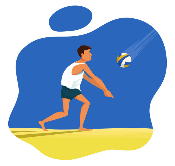 Beach volleyball player is training - Vector, Image