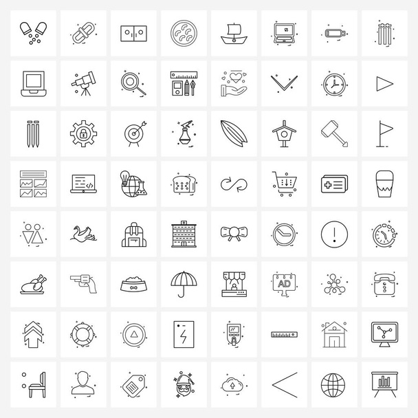 64 Universelle Symbole Pixel Perfekte Symbole für Boot, Mikrobe, Wellness-Salon, Keime, Bakterien Vektor Illustration - Vektor, Bild