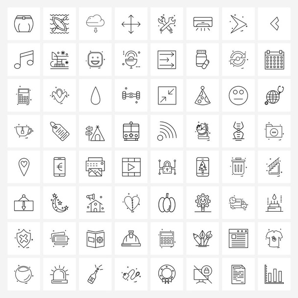 Πακέτο 64 Universal Line Icons για εφαρμογές Web μικρότερες, επέκταση, βάρη, ανάκληση, βιβλιοθήκη Εικονογράφηση διάνυσμα - Διάνυσμα, εικόνα