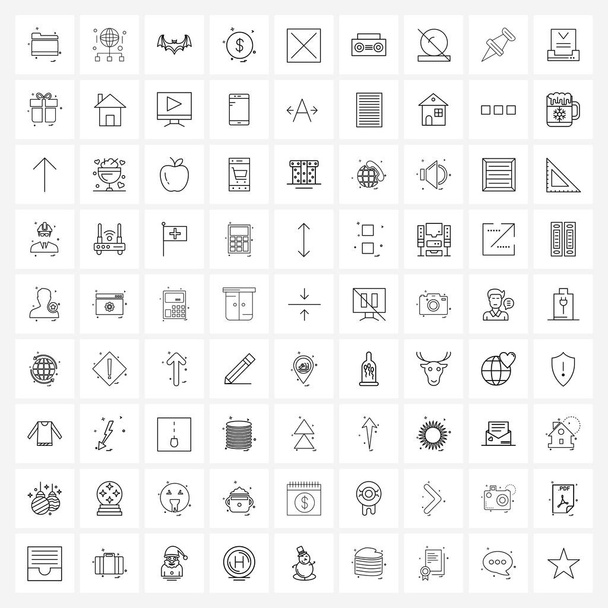 81 Universelle Symbole Pixel Perfekte Symbole für Medien, Kreuz, Fledermäuse, Geld, Münze Vektor Illustration - Vektor, Bild