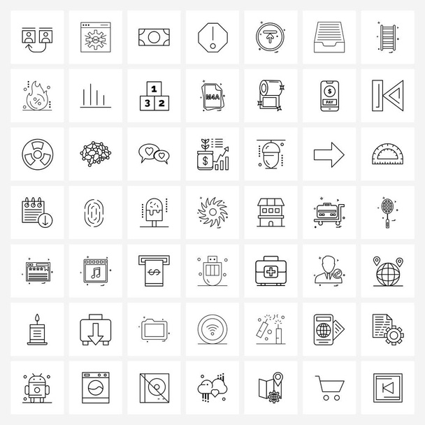 Stock Vector Icon Set of 49 Line Symbols for inbox, upload, payment, direction, octagon Vector Illustration - Vektor, obrázek