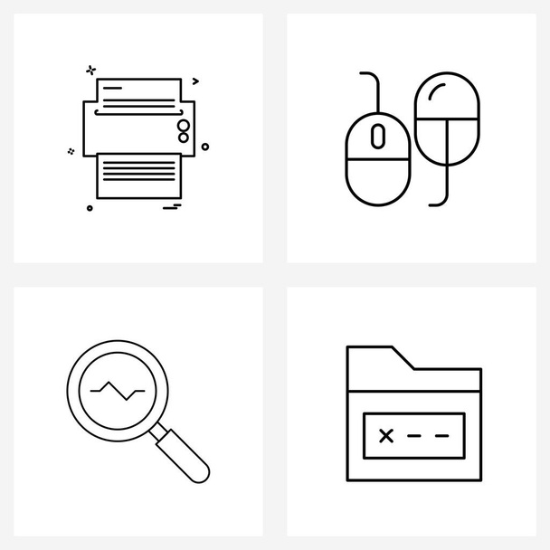 Set of 4 UI Icons and symbols for printer, economy, paper, computing, study Vector Illustration - Vector, afbeelding