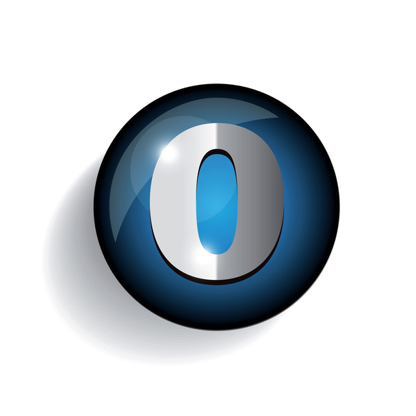 Number 0 steel button - Vector, Image