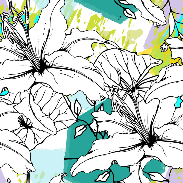 Floral Geometric Print Tropical Jungle Leaf Brush - Διάνυσμα, εικόνα