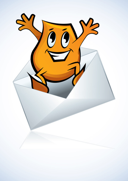 Cartoon character - jump from e-mail - Vector, Image