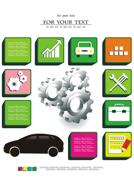 Vector of auto parts of automobile business - Vector, Imagen