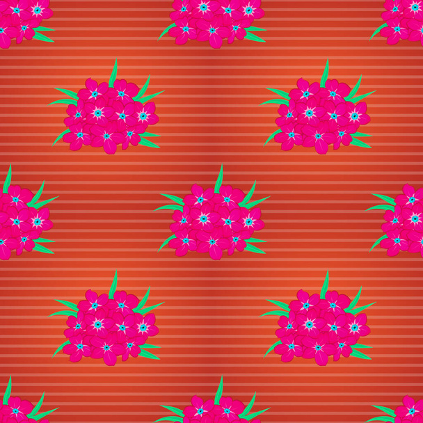 Vector illustration good for the interior design, printing, web and textile design. Seamless texture of floral ornament in pink, magenta and orange colors. Optical illusion with primrose flowers. - Vector, Image