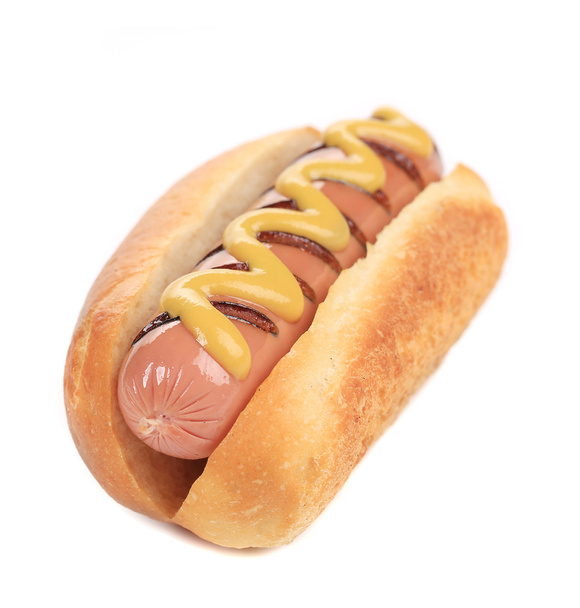 Close up of hot dog with mustard. - Foto, Imagen
