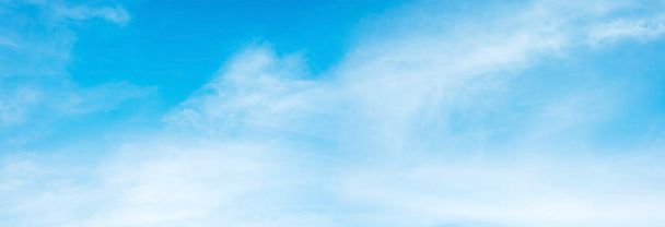 Panorama image of Beautiful tiny white clouds with blue sky in summer seasonal. - 写真・画像