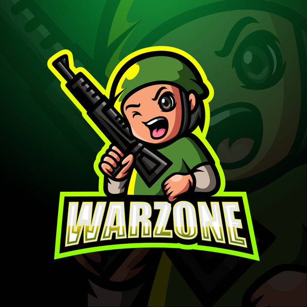 Εικονογράφηση διάνυσμα του σχεδιασμού λογότυπο esport Warzone μασκότ - Διάνυσμα, εικόνα