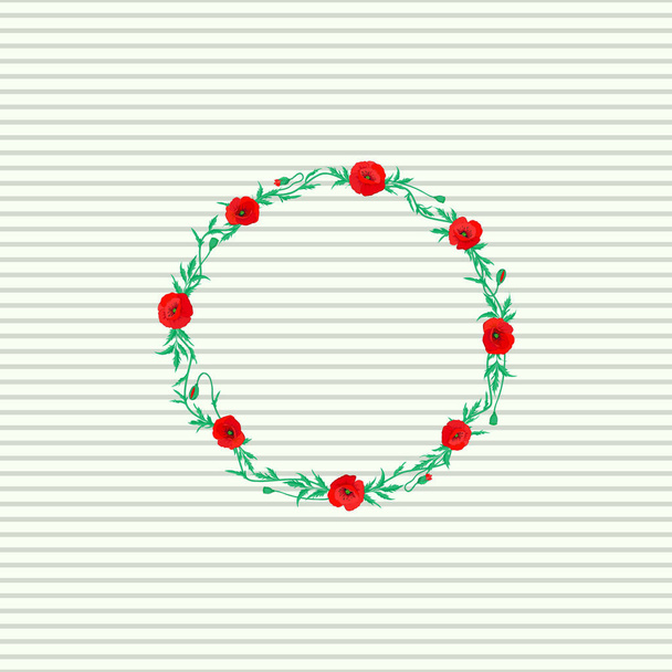Colored orient pattern in gray, green and red colors. Seamless floral ornament. Modern poppy flower pattern with royal poppies. - ベクター画像