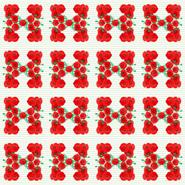 Nahtloses Muster mit dekorativen Sommermohnblumen auf beigem Hintergrund, Aquarell-Vektorillustration. - Vektor, Bild