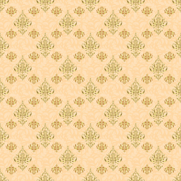 Geometric ornament with golden elements. Abstract geometric sketch. Vector seamless pattern with gold gradient on beige background. Golden texture. Seamless geometric pattern. - Vector, Image