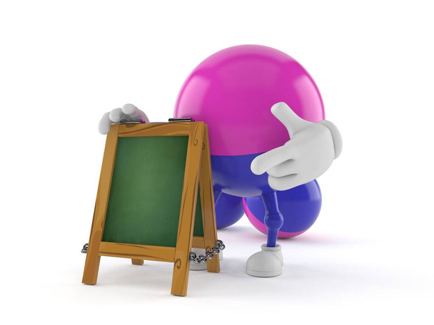 Personaggio Paintball con cartello in gesso isolato su sfondo bianco. Illustrazione 3d
 - Foto, immagini