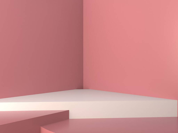 3Dレンダリング桃ピンクの色の表彰台製品表示モックアップ - 写真・画像