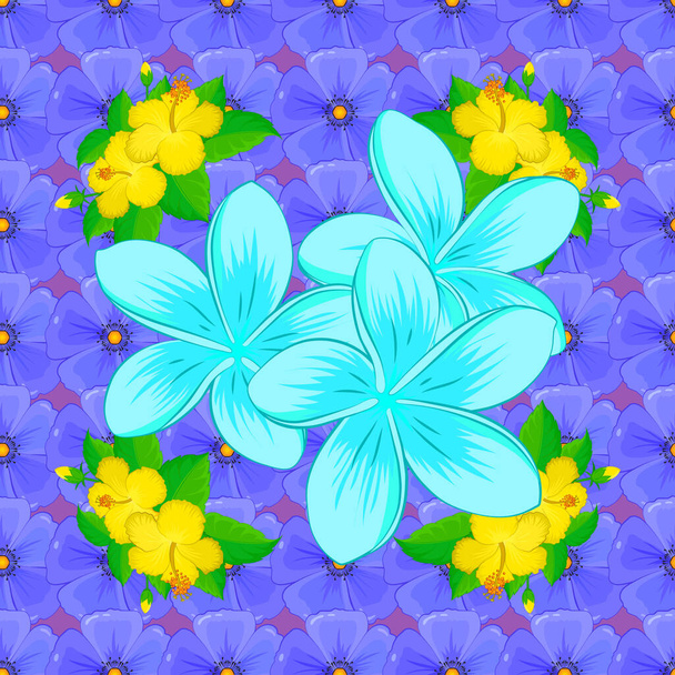 Color seamless floral vector pattern  - Vektör, Görsel