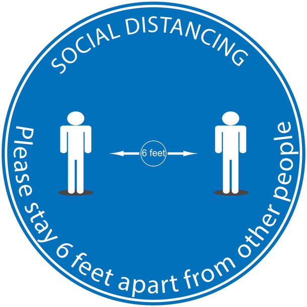 Icono concepto de personas Social Distanciamiento permanecer a 6 pies de distancia de otras personas, las prácticas establecidas para hacer cumplir el distanciamiento social, ilustración vectorial
  - Vector, imagen