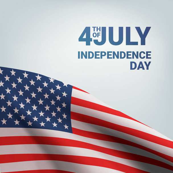 Happy 4th of July USA Independence Day. Waving flag of the america. 3D advertising textile vector flags. Fourth of July vertical background. Vector illustration - Vector, Image