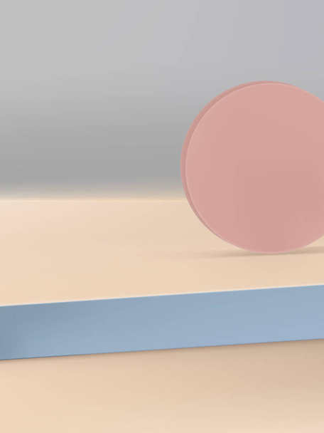 Vector Minimale Geometrie Product Display Achtergrond of Platform, Beige, Lichtblauw & Lichtgrijs - Vector, afbeelding