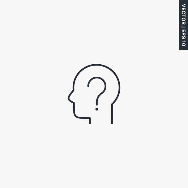 Head and question mark, linear style sign for mobile concept and web design. Symbol, logo illustration. Pixel perfect vector graphics - Vector, Image