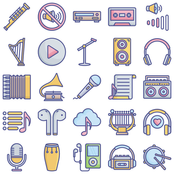 Multimedia and Music Line Style vector icons set every single icon can easily modify or edit  - Vector, Image