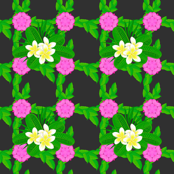 Serviette ethnique, style henné. Vector Indian floral plumeria flower pattern. Épreuve d'ornement sans couture sur fond gris. Peut être utilisé pour l'arrière-plan d'une carte de visite, toile de fond, textile. - Vecteur, image