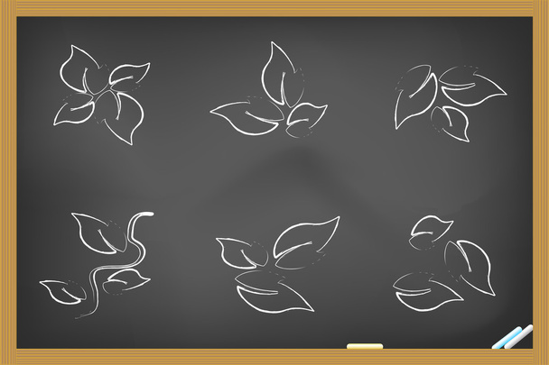 Leaf icons drew on blackboard - Vektori, kuva