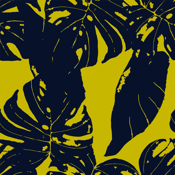 Yellow Monstera Leaves Exotic Vector Seamless  - Вектор, зображення