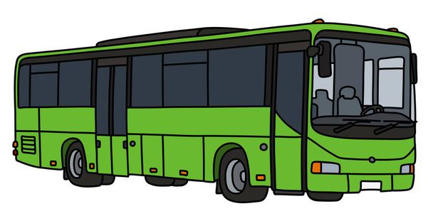 Die vektorisierte Handzeichnung eines hellgrünen Touristenbusses - Vektor, Bild