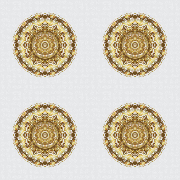Šablona Zlatá mandala rastrový kruh zentangle ručně kreslené na šedém pozadí. - Vektor, obrázek