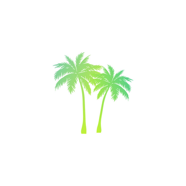 Palmiye ağacı silueti - gradyan izo tasarımı. İki egzotik palmiye ağacı vektör simgesi - Vektör, Görsel