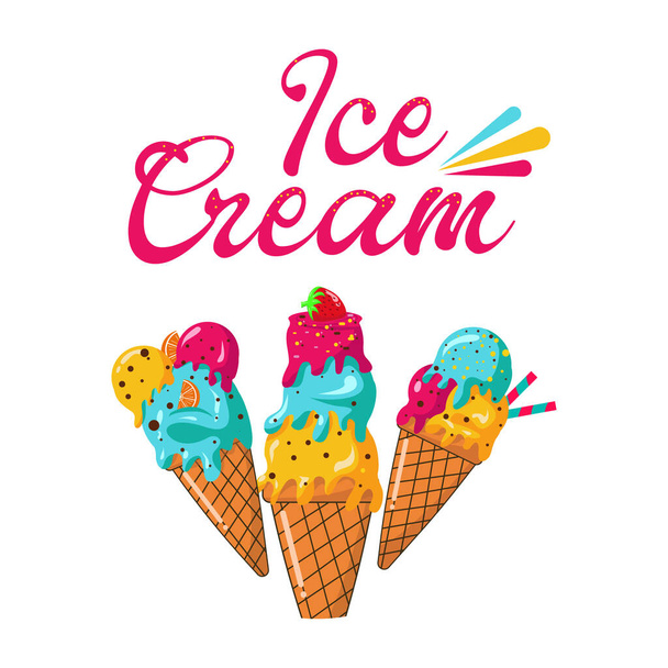 Sweet Ice cream banner vector illustration - Vektor, obrázek