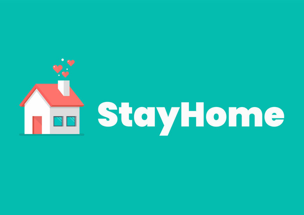 Rester à la maison slogan avec icône de la maison. Illustration vectorielle
 - Vecteur, image