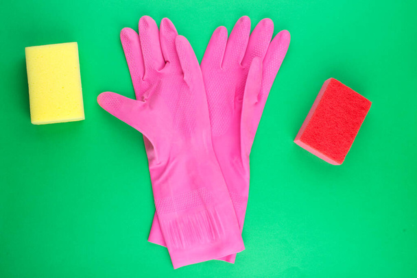 rubber gloves for cleaning. hand protection gloves - Fotoğraf, Görsel