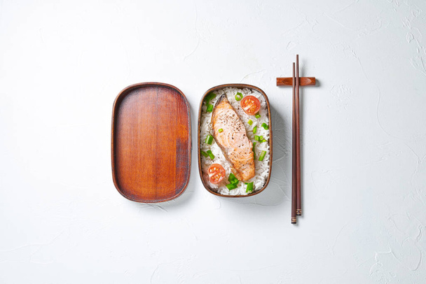 Japanese style lunch bento box. Take away or food delivery concept. - Photo, image